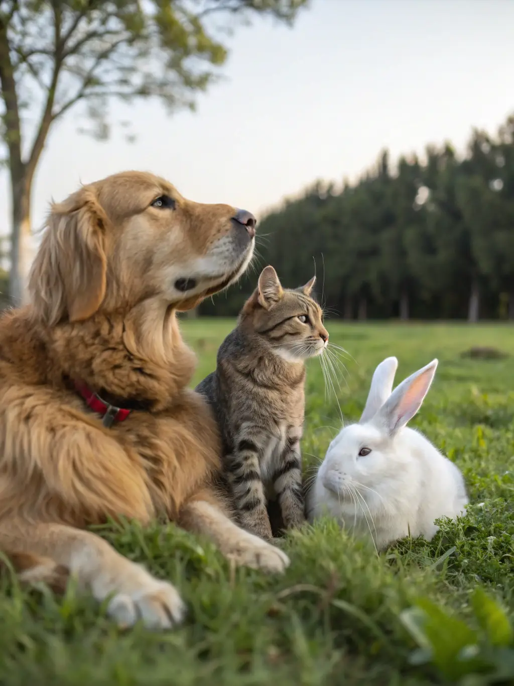 A diverse group of pets (dog, cat, bird) looking healthy and well-cared for, representing the broad coverage options available.